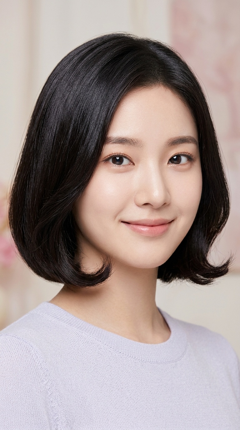 Sleek Bob with Curled Ends