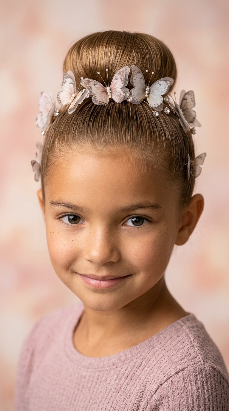 Sleek Bun with a Butterfly Halo