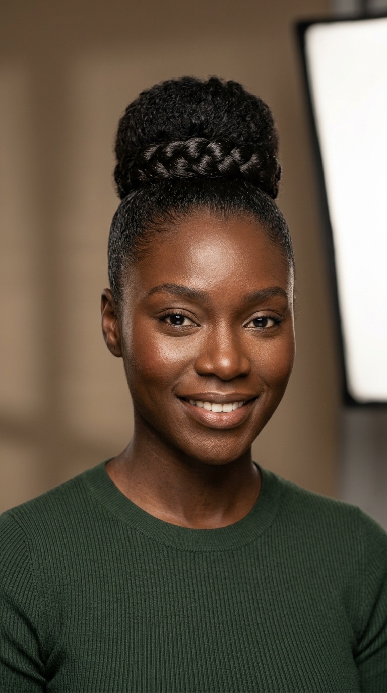 Sleek Bun with Braided Base