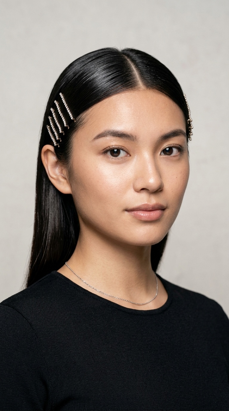 Sleek Center Part with Pins