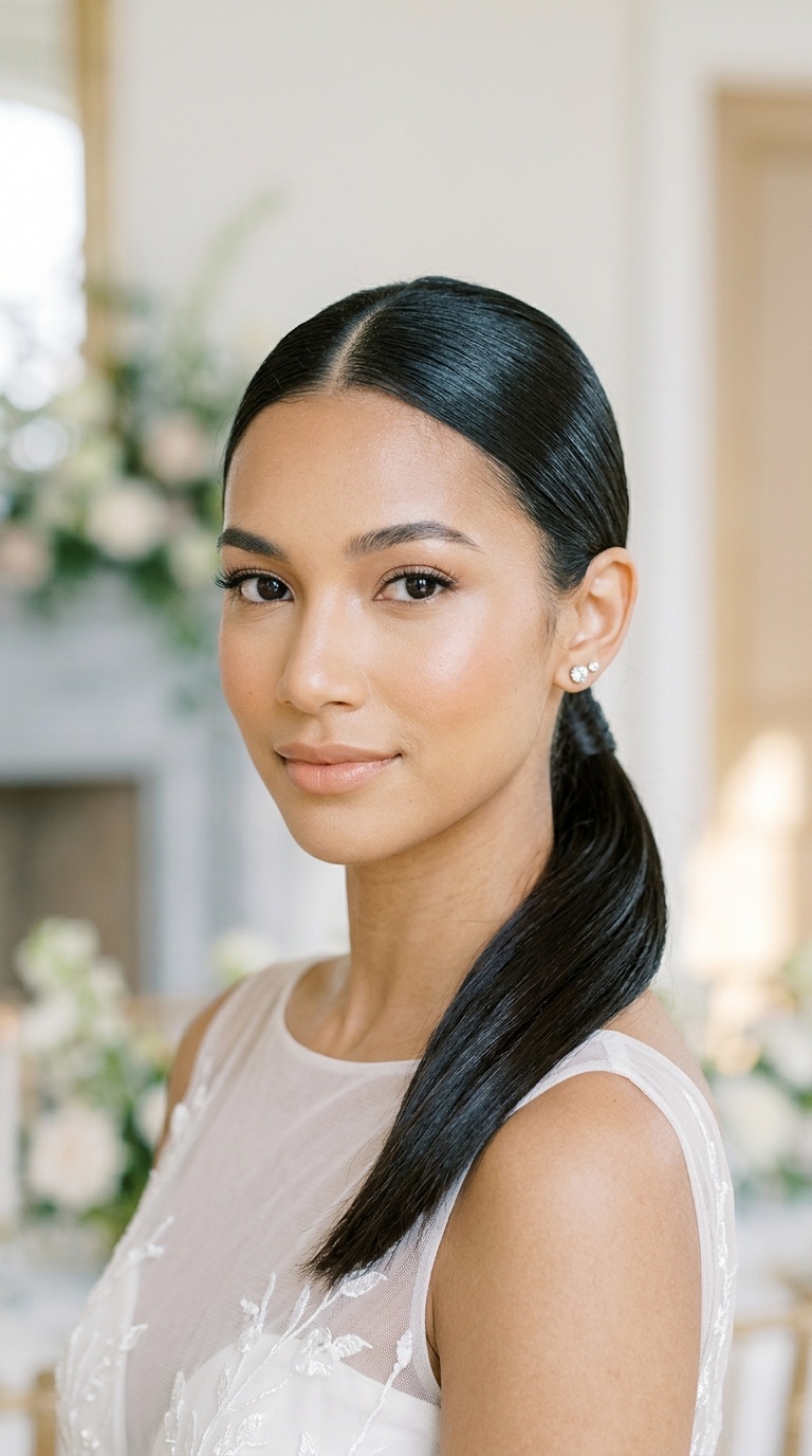 Sleek Center-Parted Low Pony