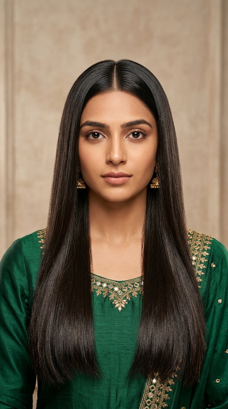Sleek Center-Parted Open Hair