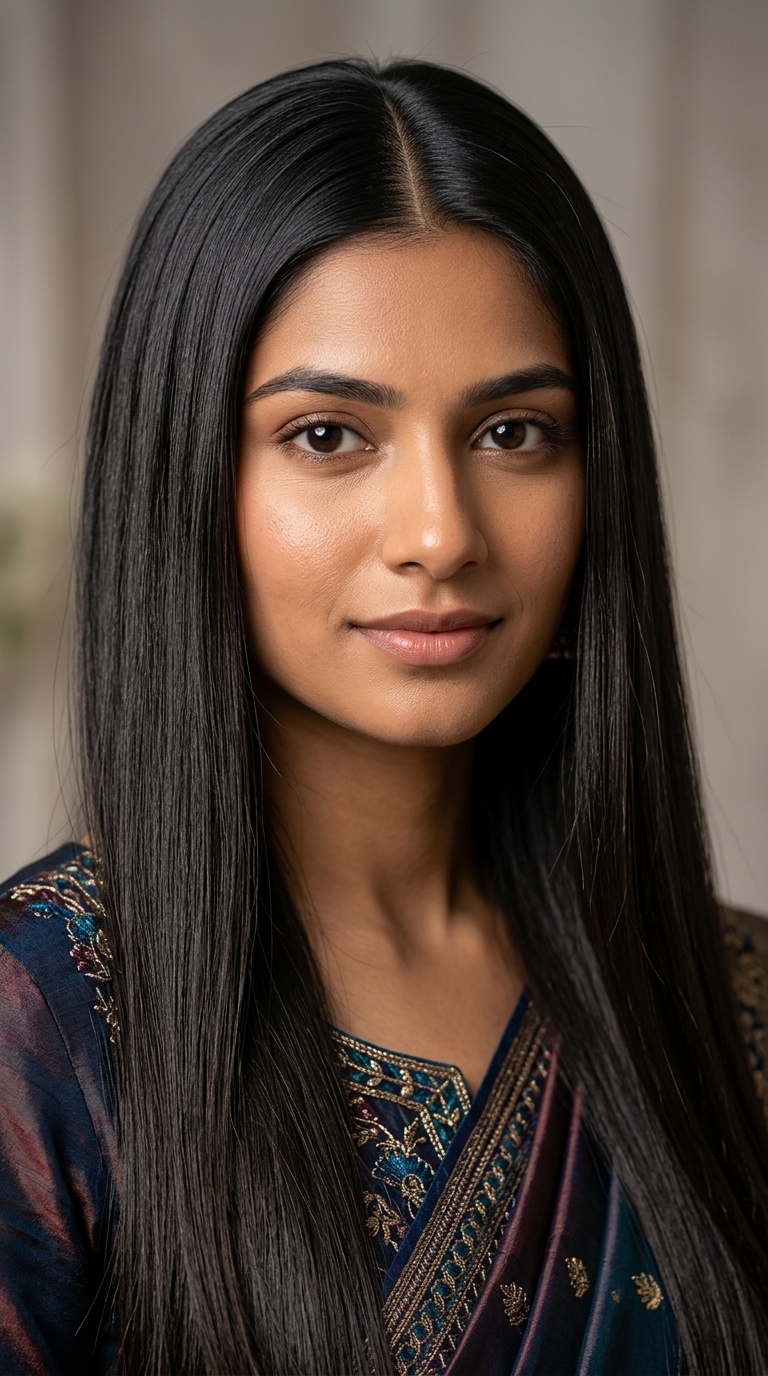 Sleek Center-Parted Open Hair