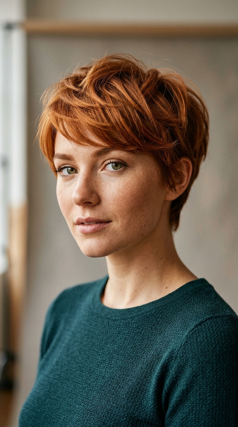 Sleek Copper Pixie Cut