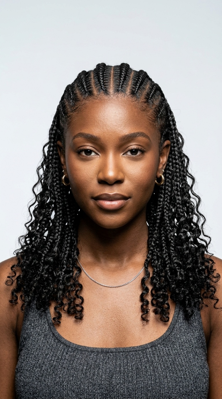 Sleek Cornrows with Loose Ends