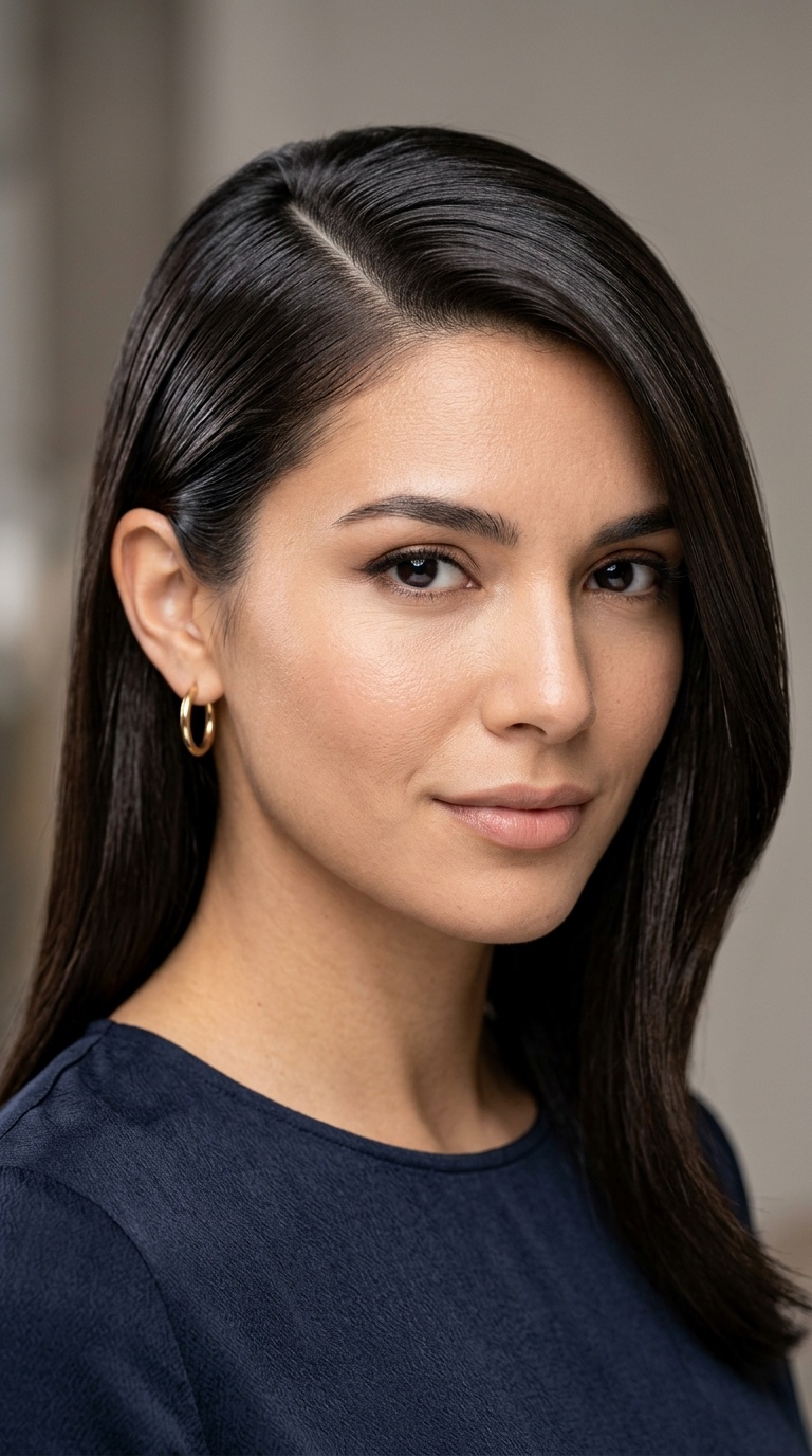Sleek Deep Side Part