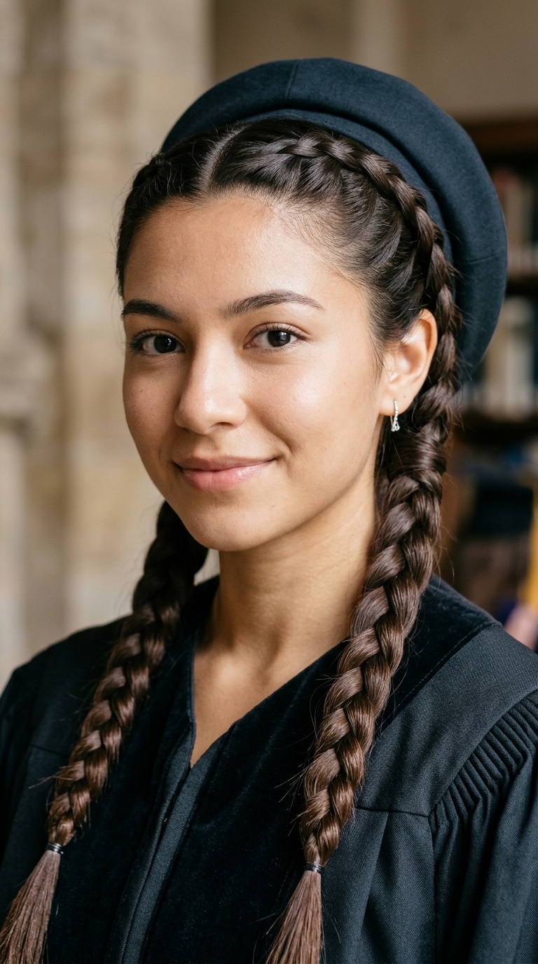 Sleek Double French Pigtails