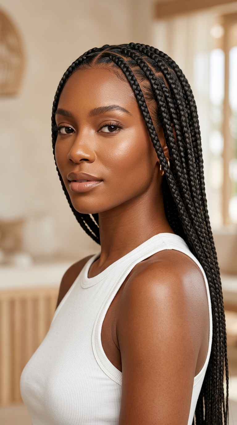 Sleek Feed-in Box Braids