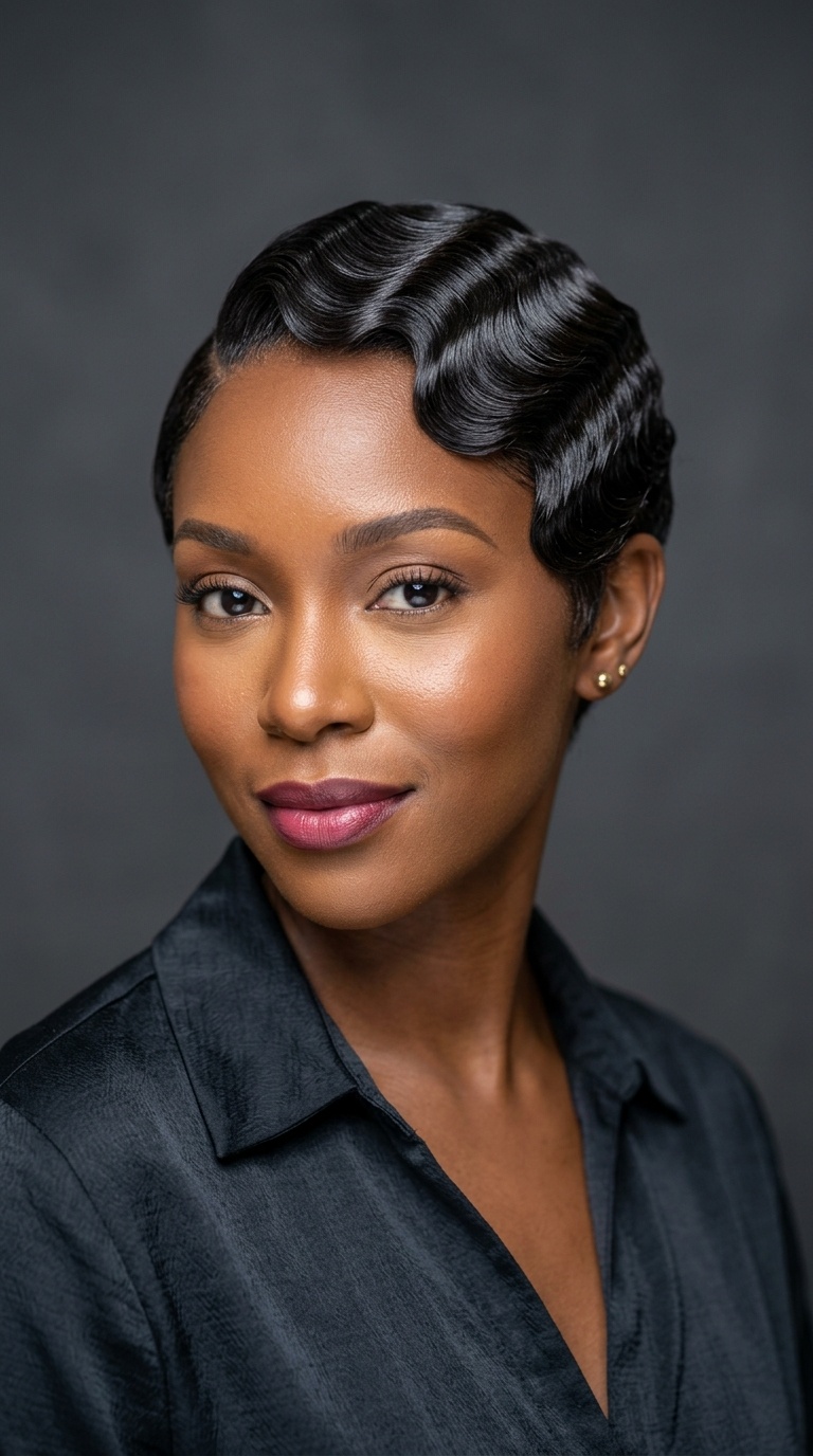 Sleek Finger Waves (Straightened)