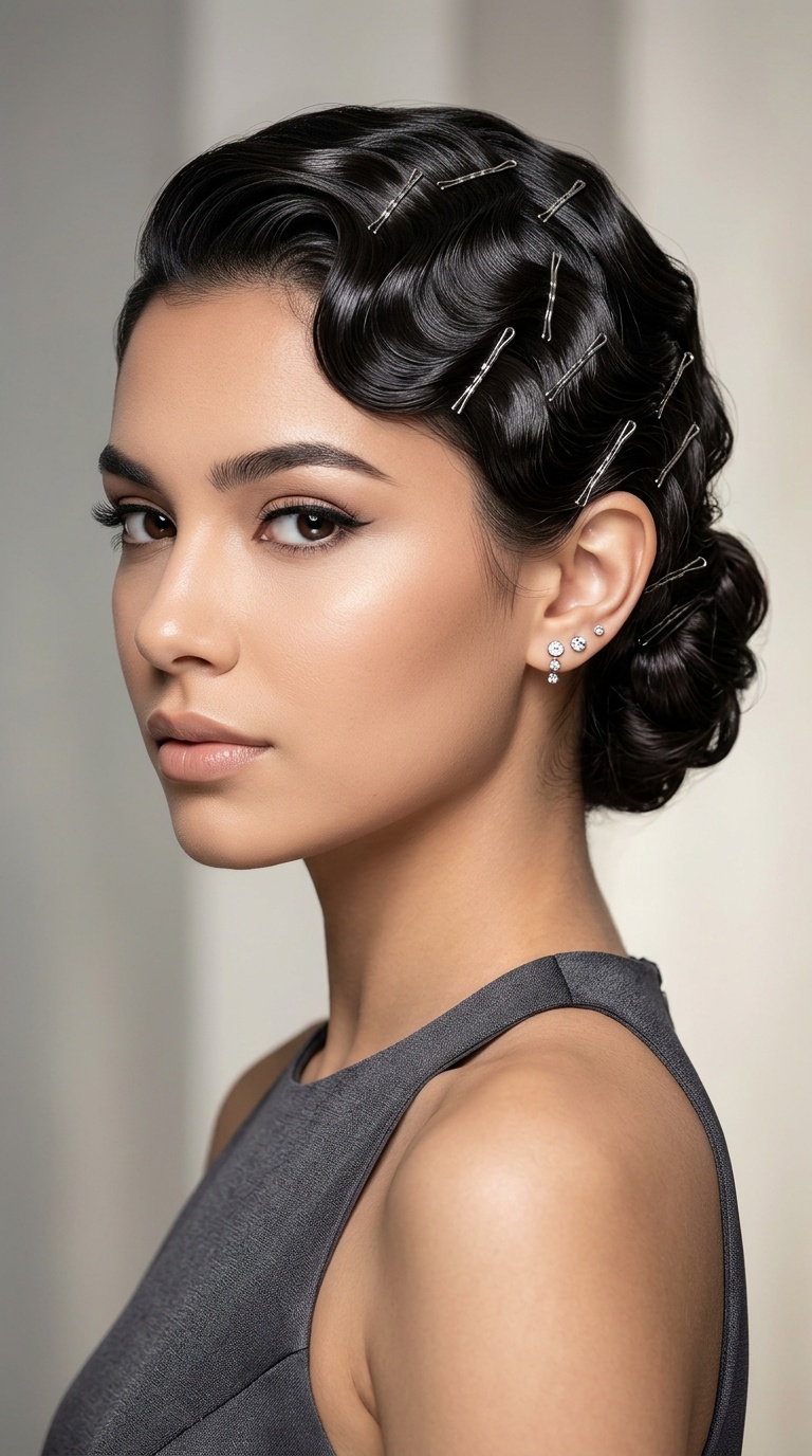 Sleek Finger Waves with Pins