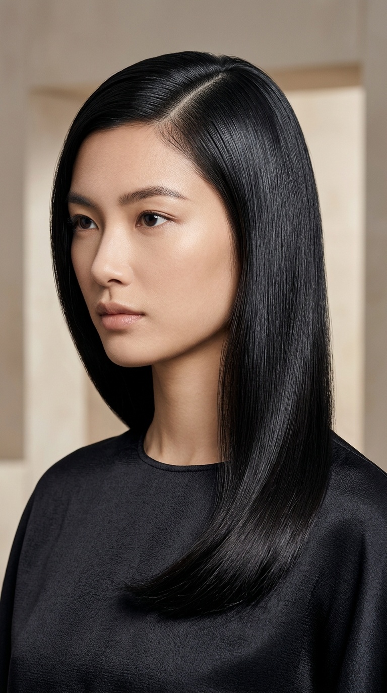 Sleek Glass Hair Side Part