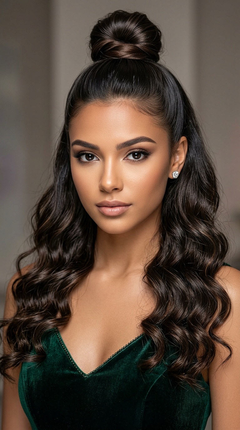 Sleek Half-Up Half-Down Top Knot