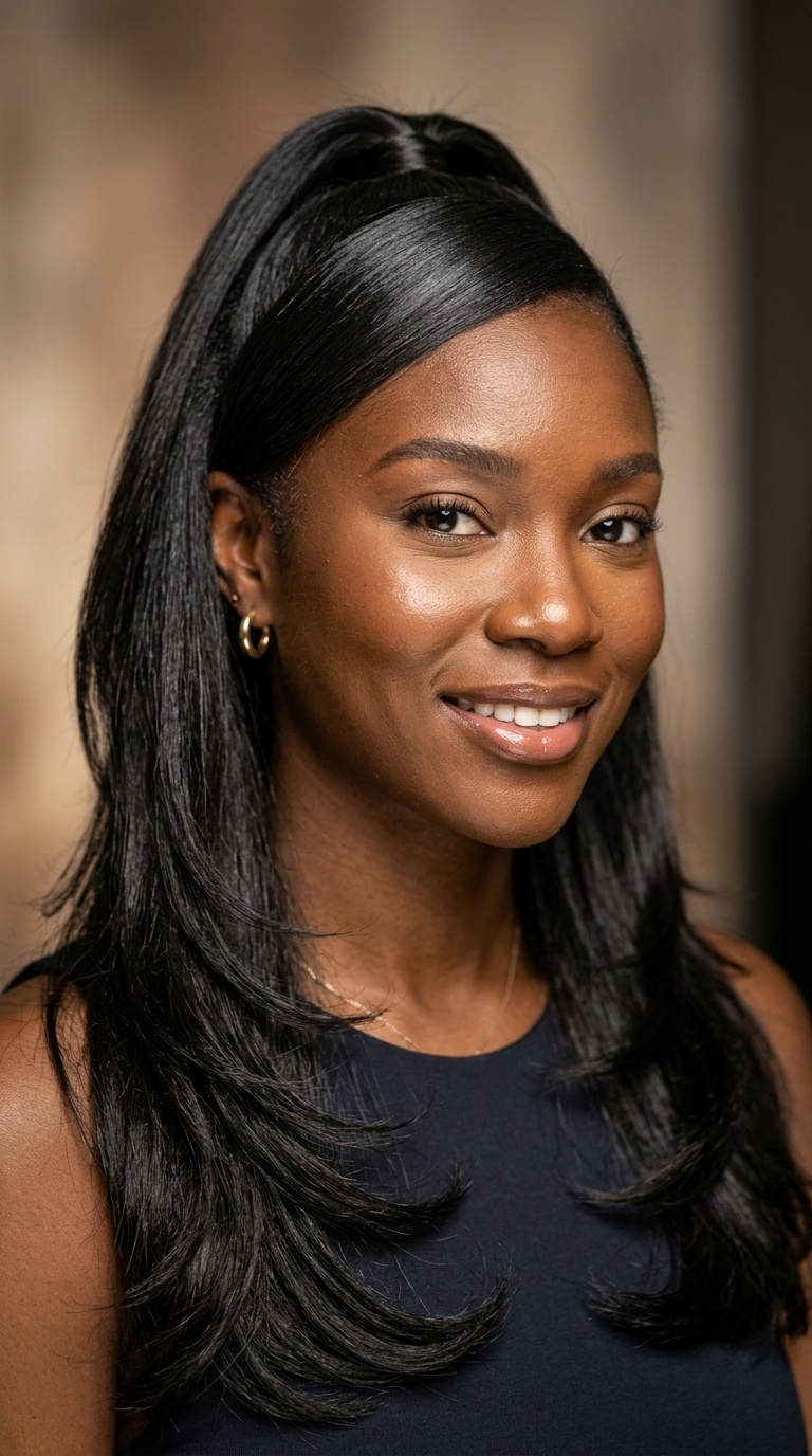 Sleek Half-Up Half-Down with Layers