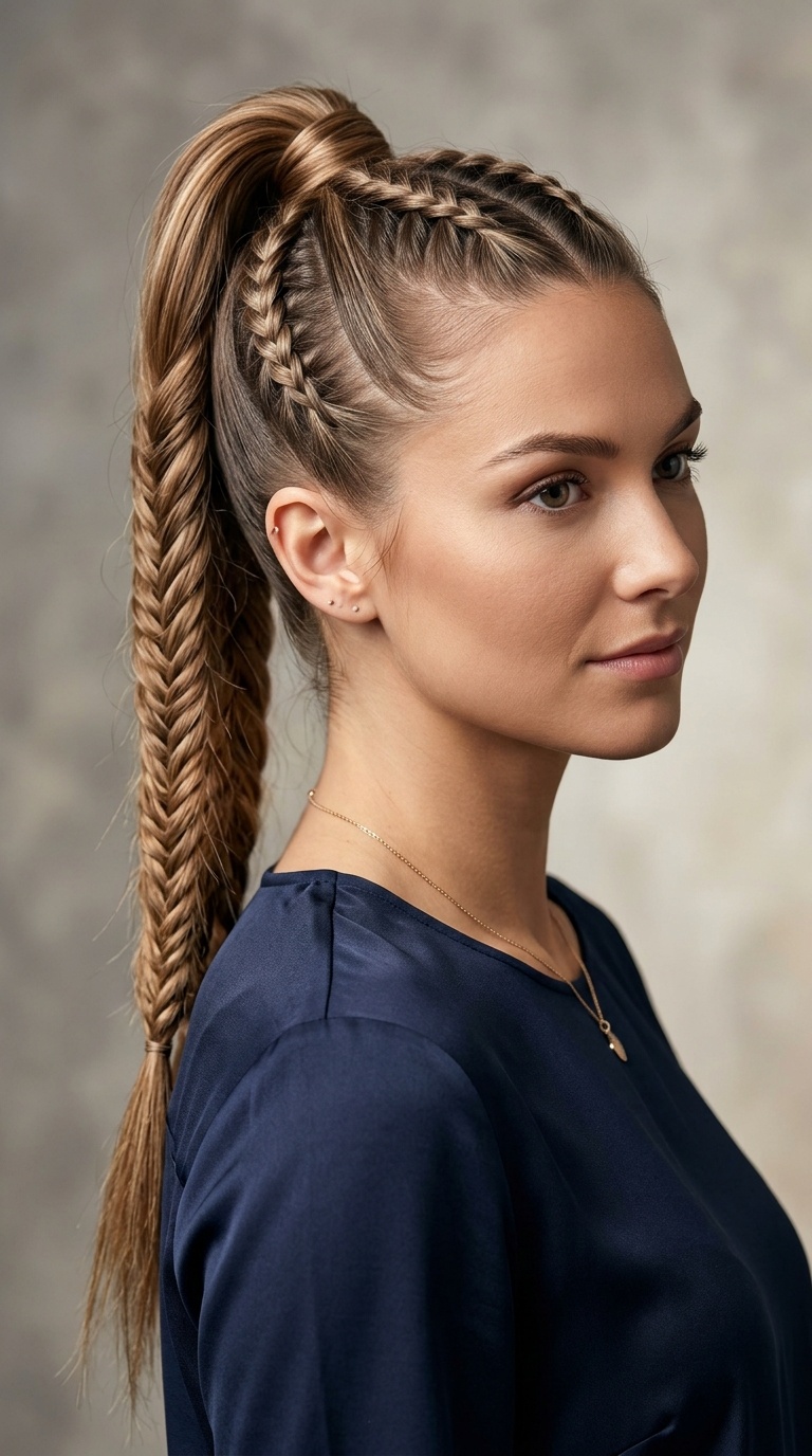 Sleek High Braided Ponytail