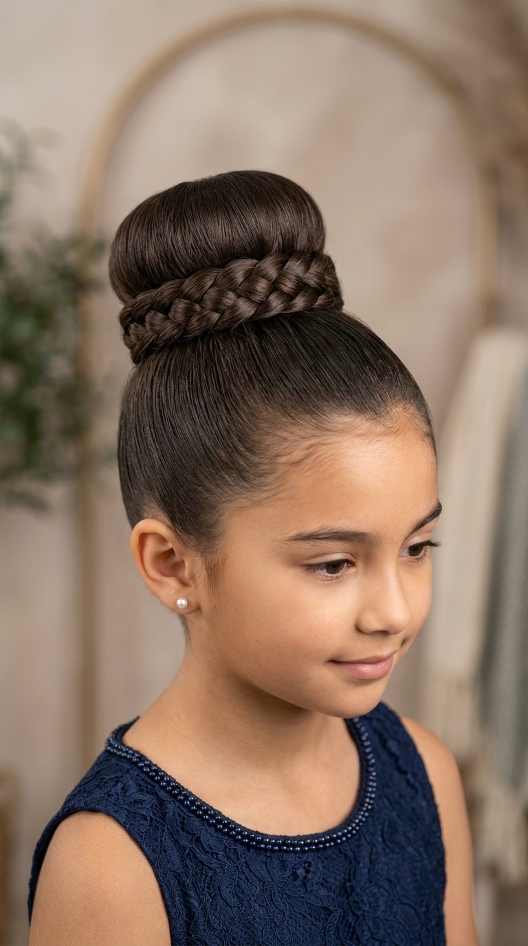 Sleek High Bun with Braided Base