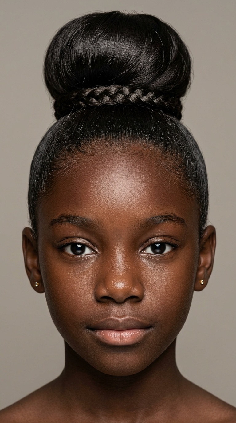 Sleek High Bun with Braided Wrap