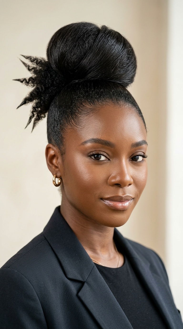 Sleek High Bun with Tapered Ends