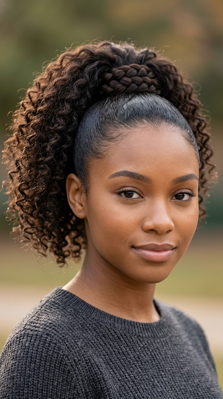 Sleek High Pony with Braided Base