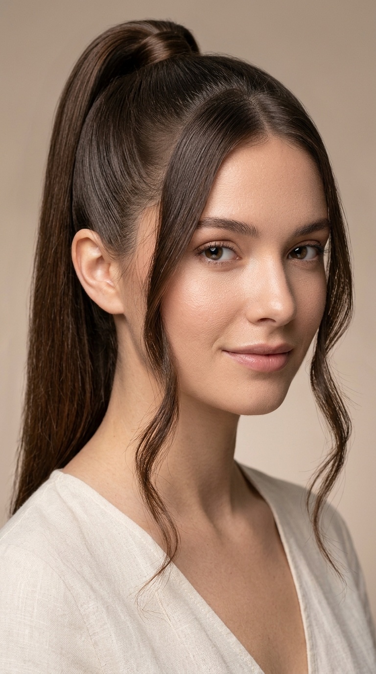 Sleek High Pony with Soft Front Tendrils
