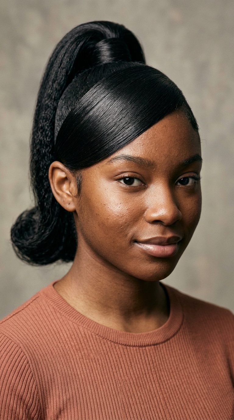 Sleek High Ponytail with a Swoop
