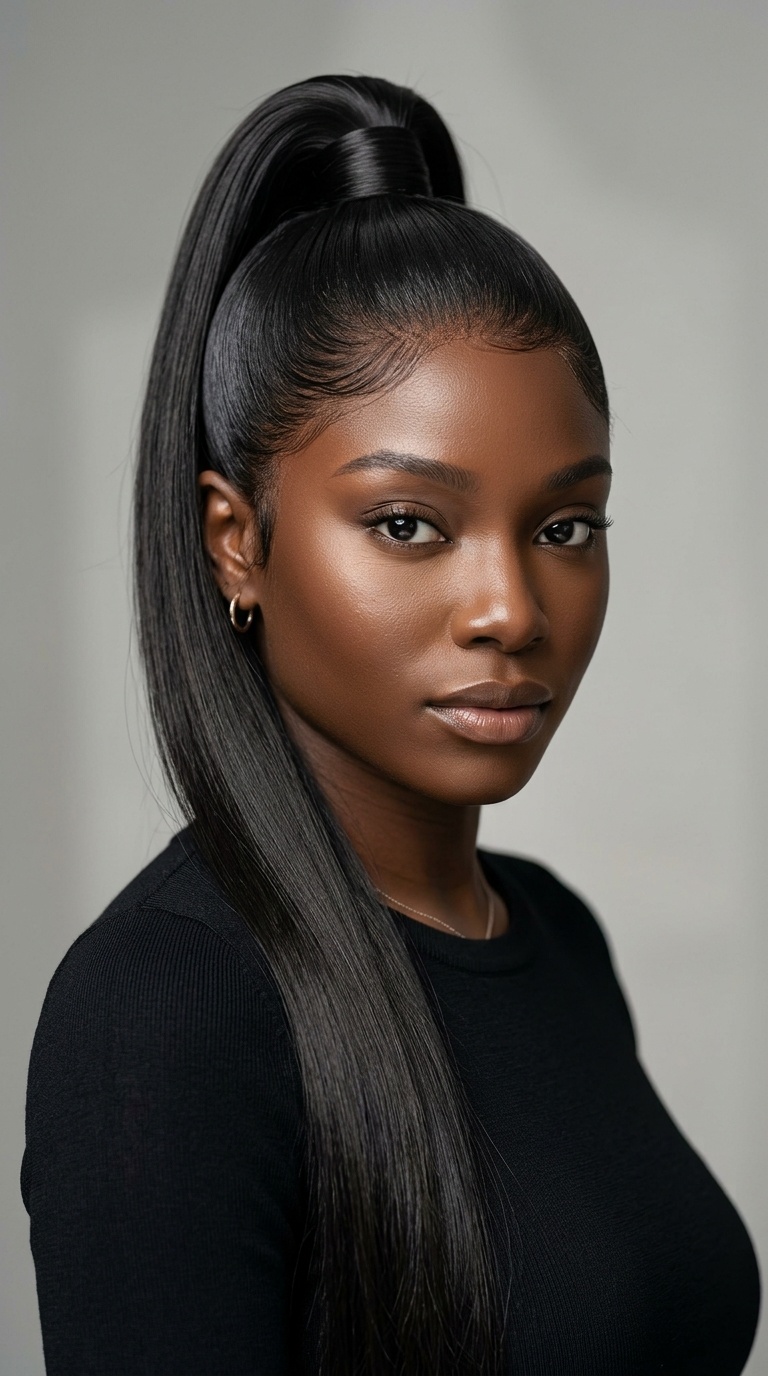 Sleek High Ponytail with Lace Frontal