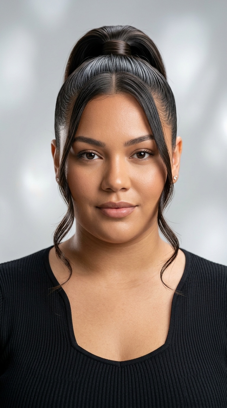 Sleek High Ponytail with Tendrils