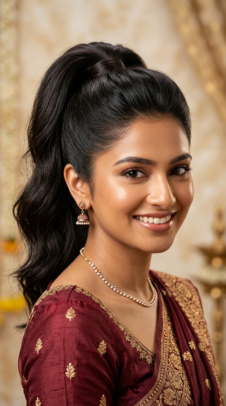 Sleek High Ponytail with Volume