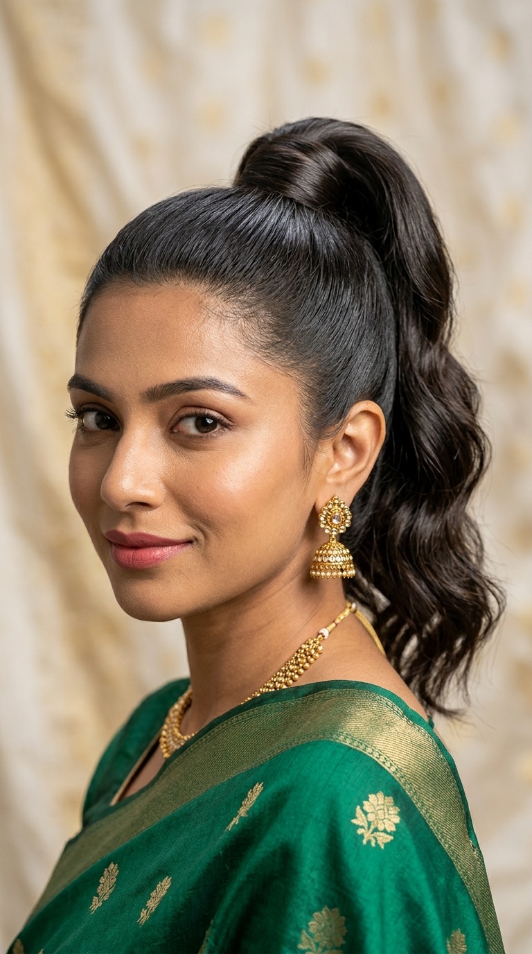 Sleek High Ponytail with Wrap