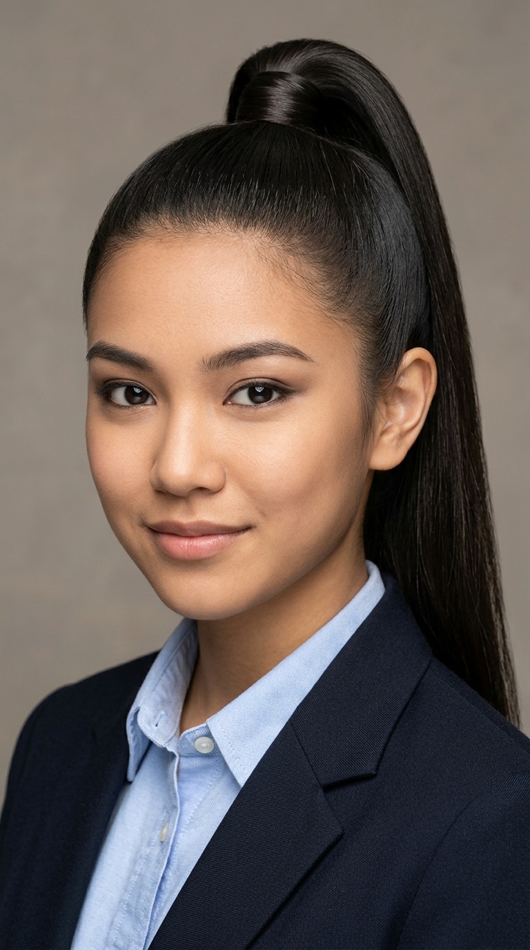 Sleek High Ponytail with Wrap-Around