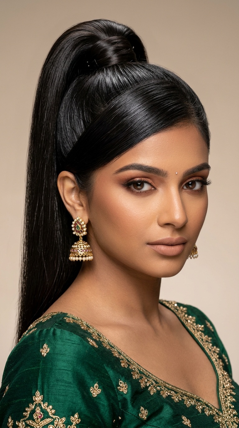 Sleek High Ponytail with Wrapped Base