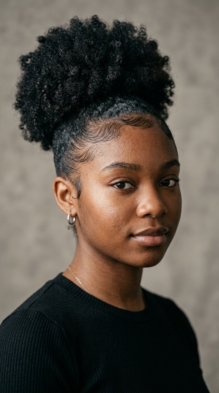 Sleek High Puff with Laid Edges