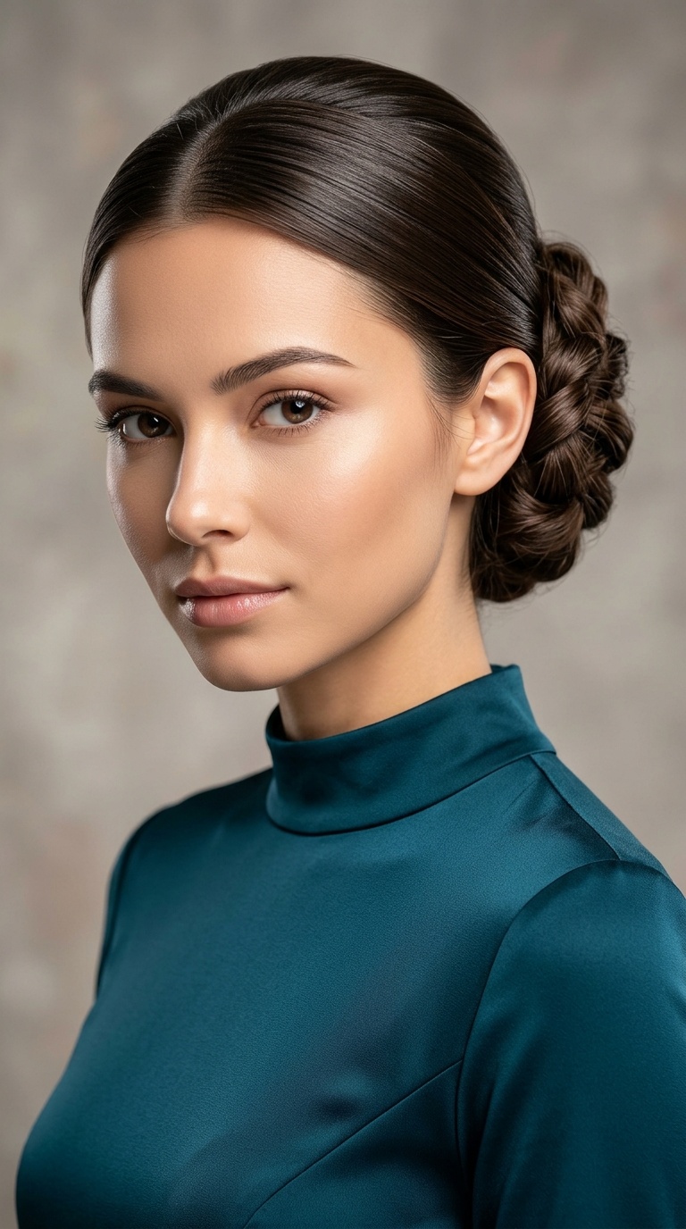 Sleek Hybrid Updo for Jewel Necklines
