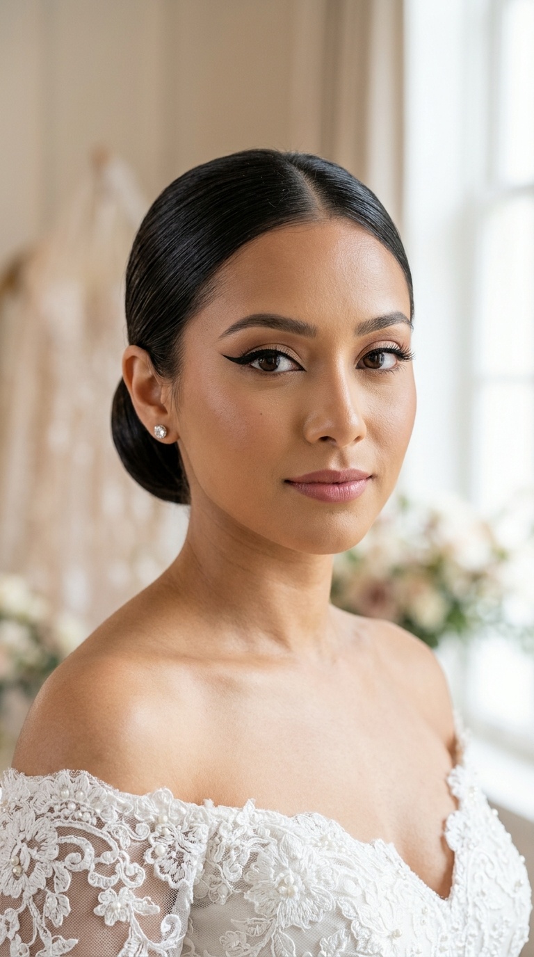 Sleek Low Bun and Winged Eyeliner