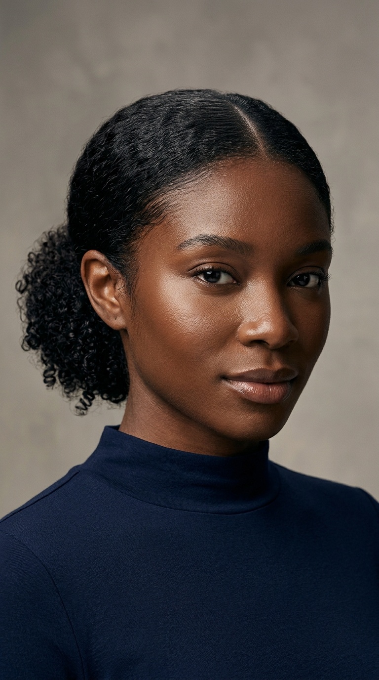 Sleek Low Bun with a Center Part