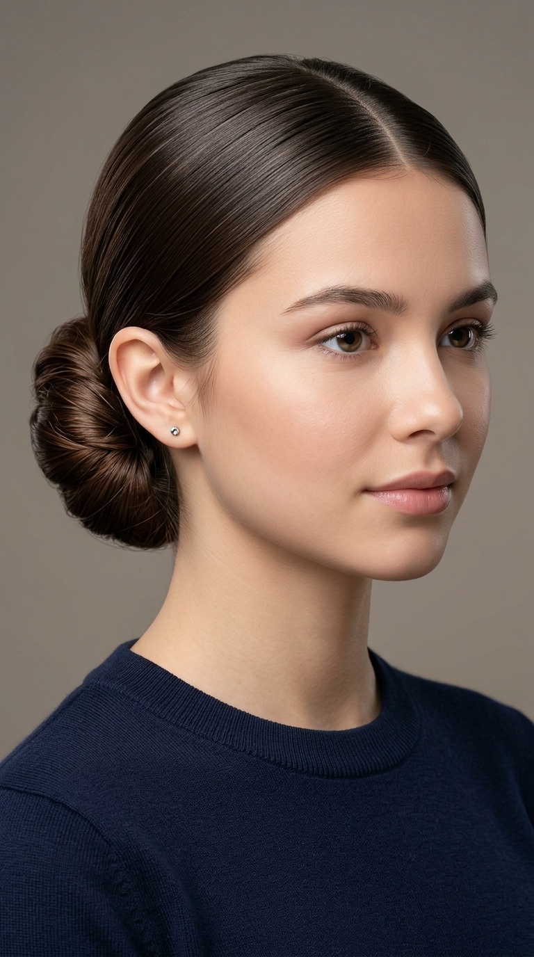 Sleek Low Bun with a Middle Part