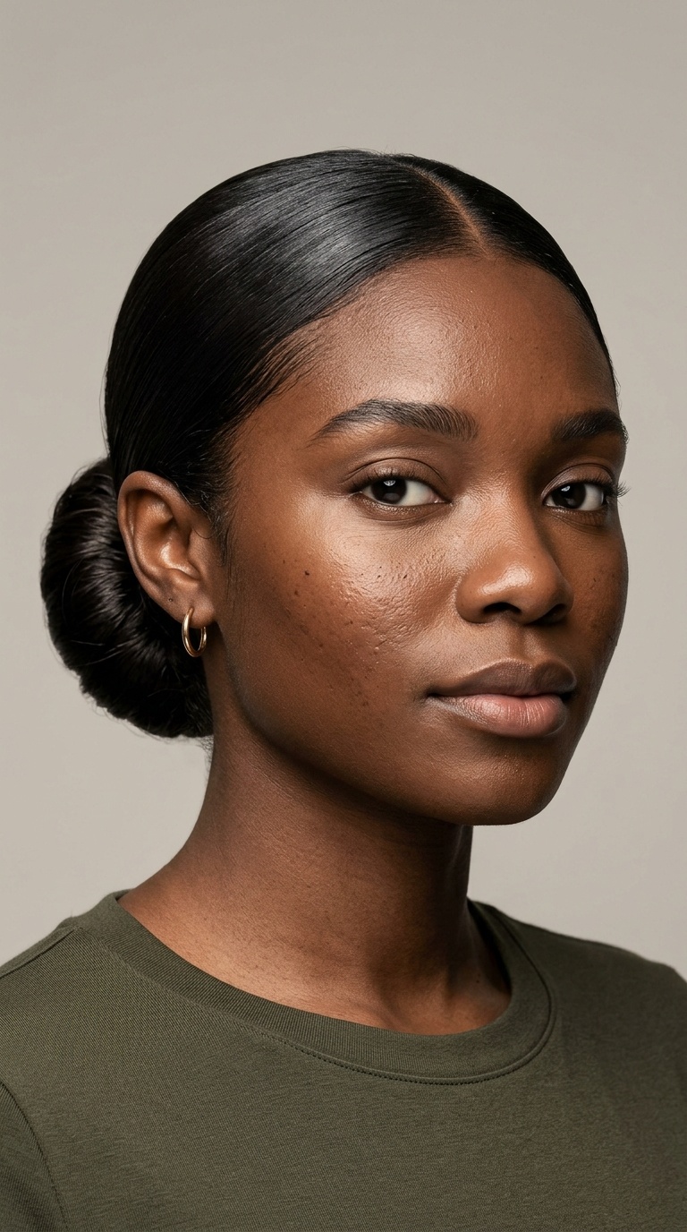 Sleek Low Bun with Center Part