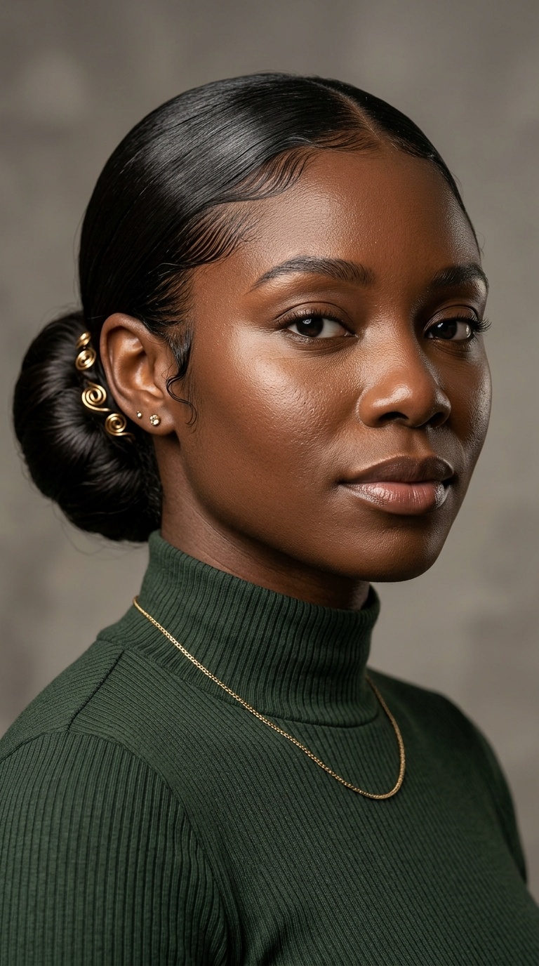 Sleek Low Bun with Laid Edges