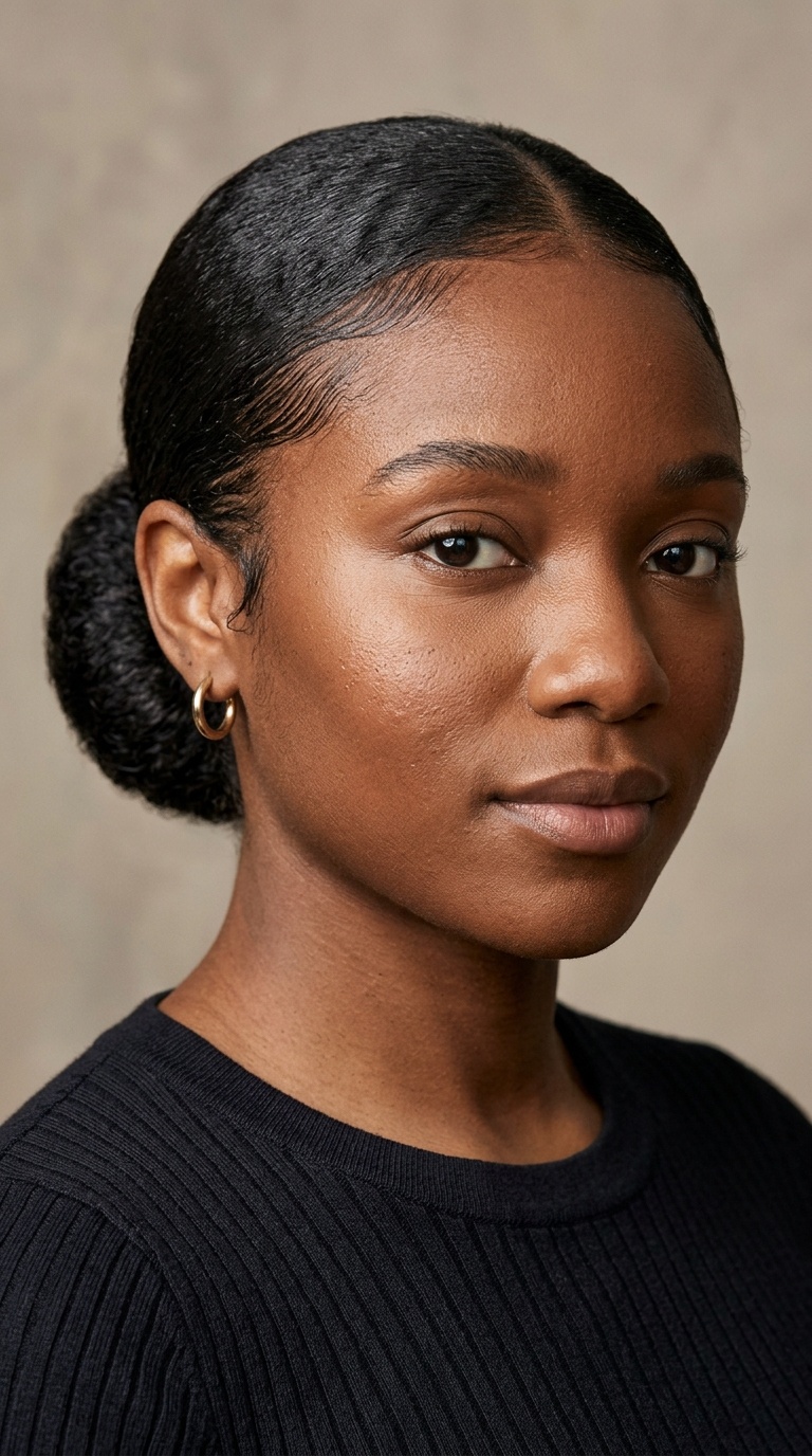 Sleek Low Bun with Laid Edges
