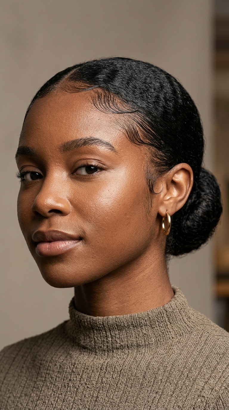Sleek Low Bun with Laid Edges