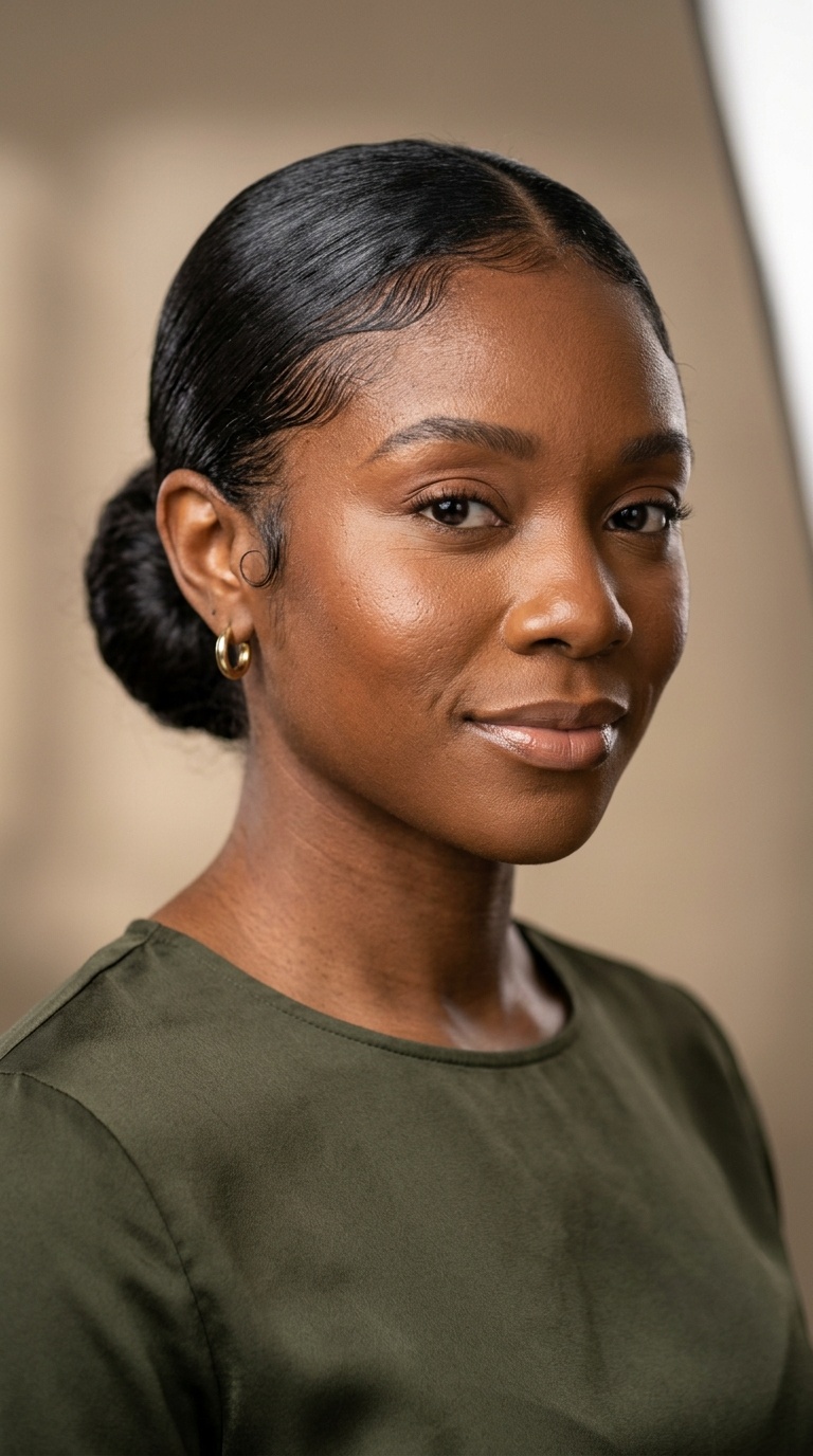 Sleek Low Bun with Laid Edges