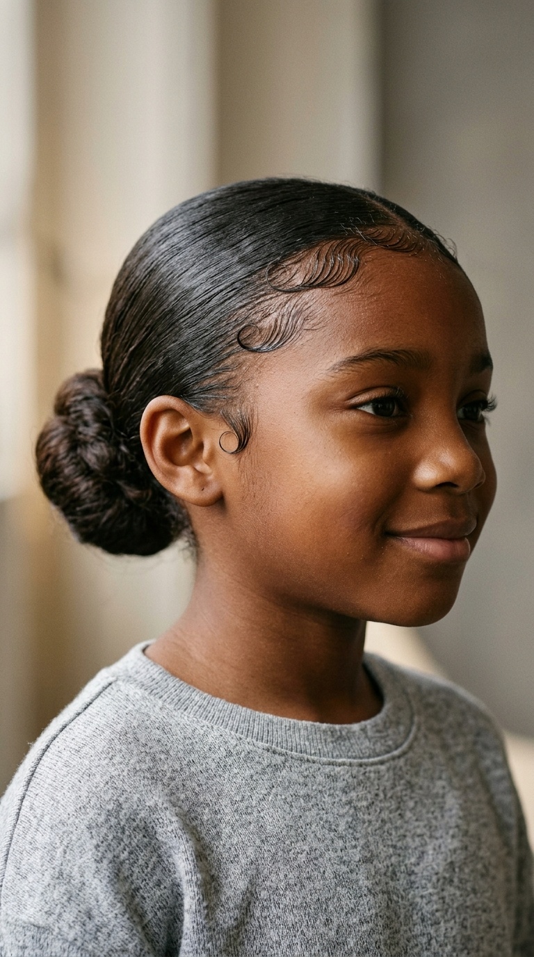 Sleek Low Bun with Laid Edges