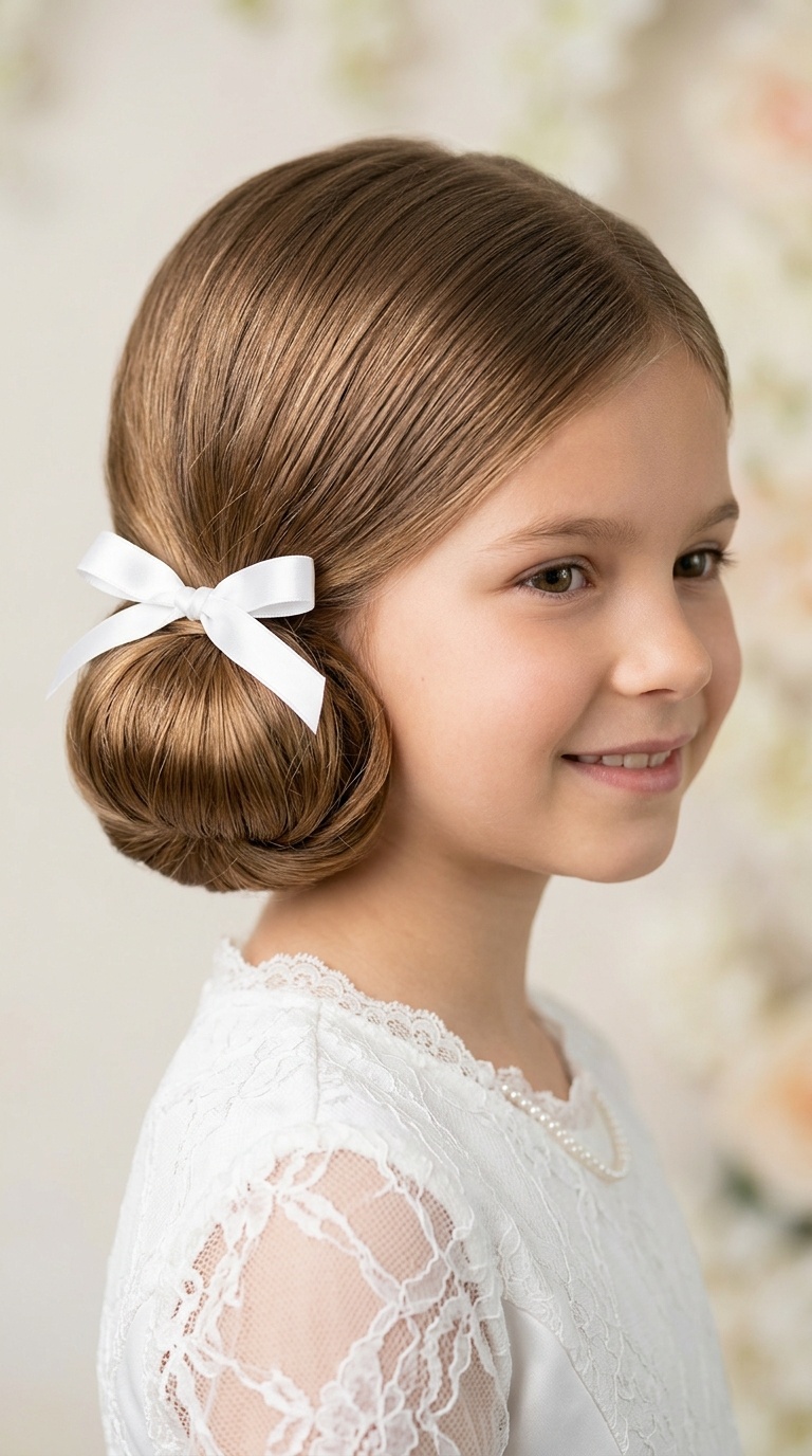 Sleek Low Chignon with Ribbon