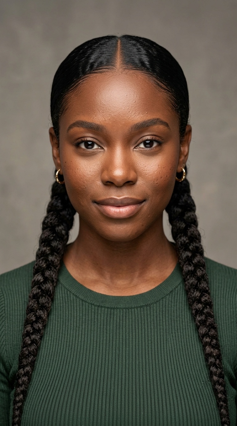 Sleek Low Pigtail Braids