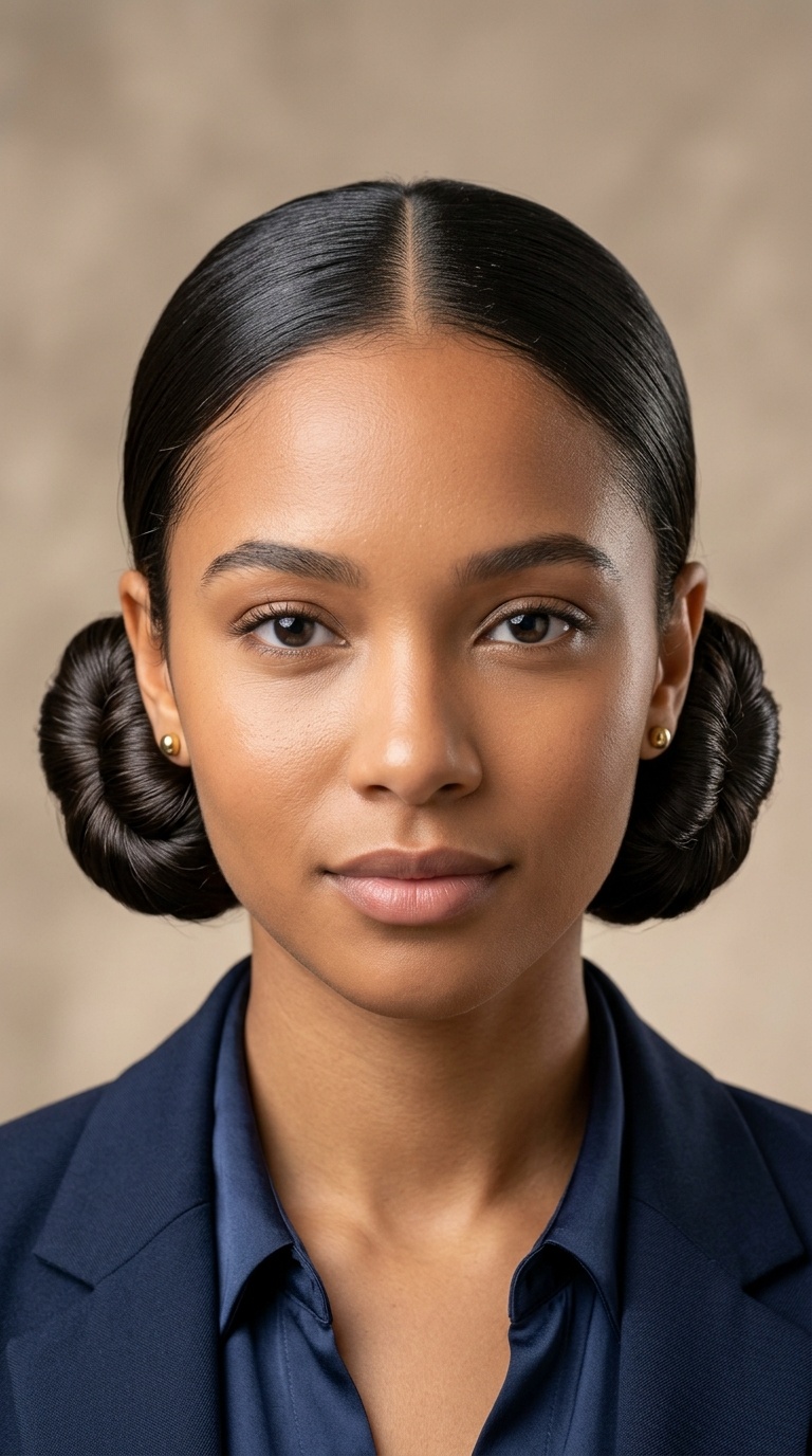 Sleek Low Pigtail Buns