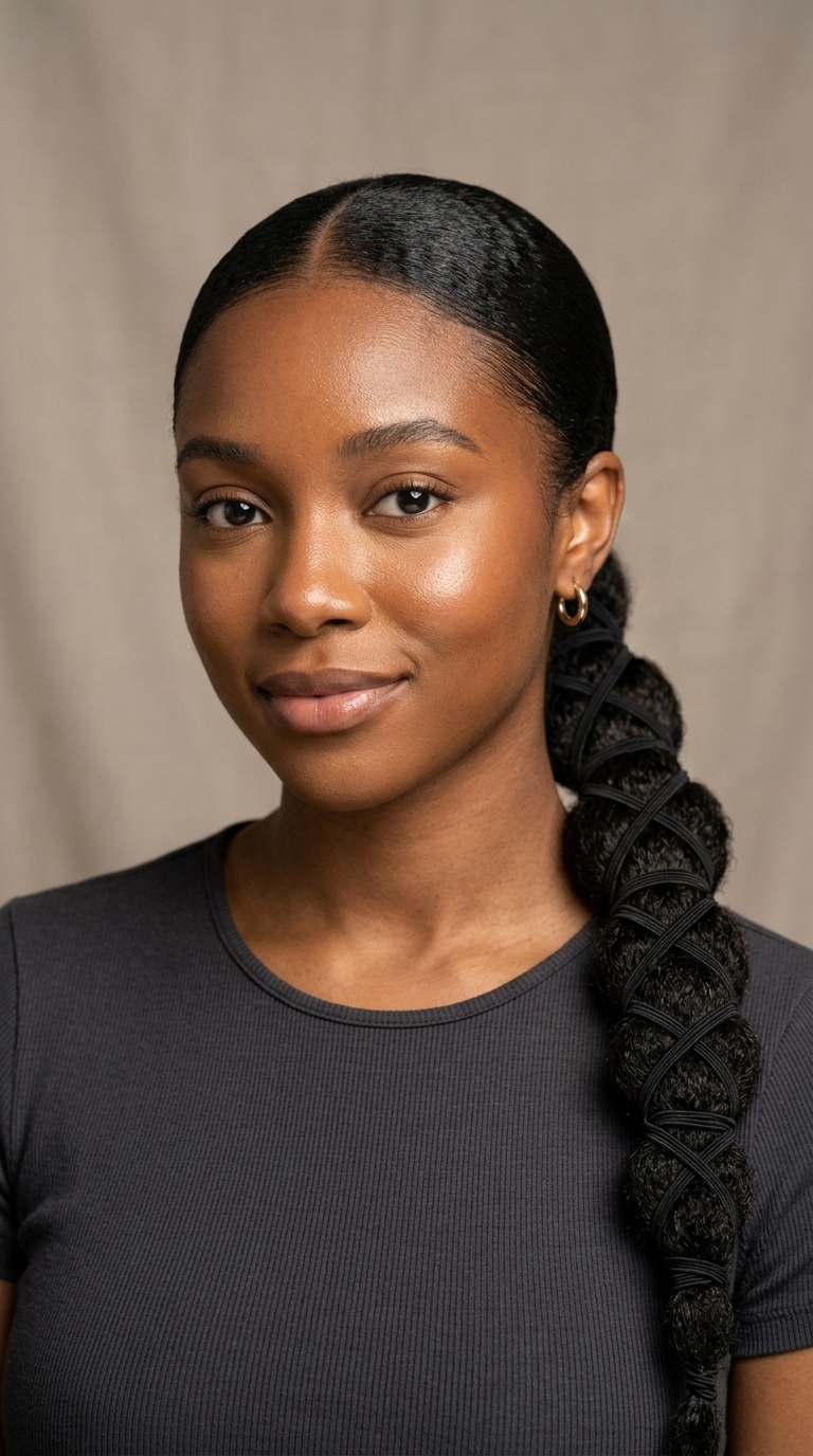 Sleek Low Pony with Criss-Cross Elastics