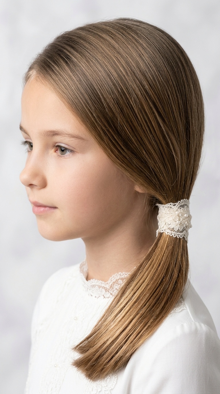 Sleek Low Pony with Lace Wrap