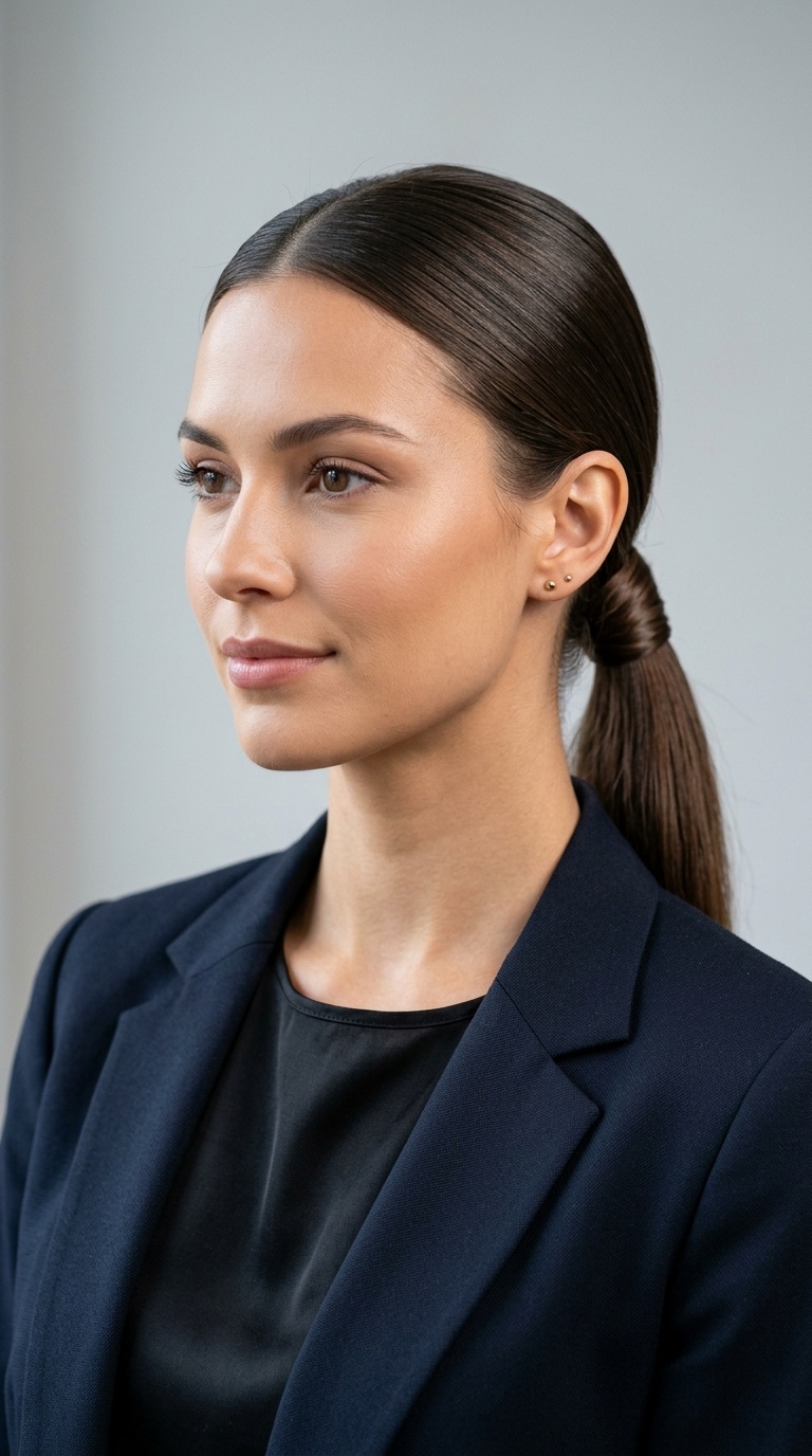 Sleek Low Ponytail with a Wrap