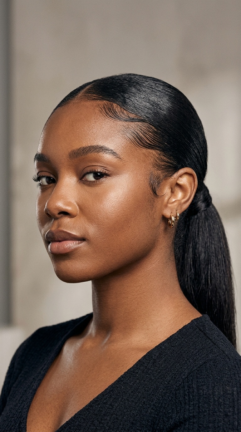 Sleek Low Ponytail with Laid Edges