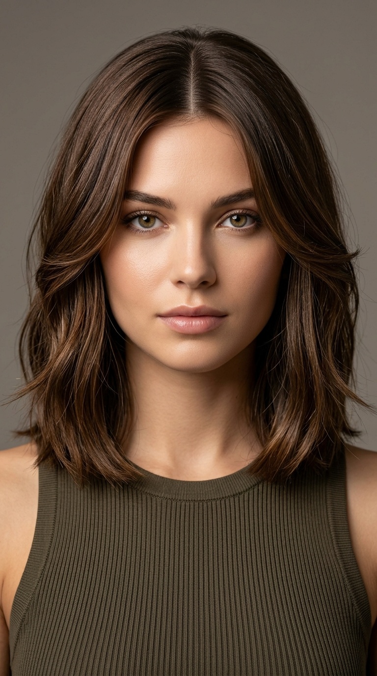 Sleek Medium Cut with Tapered Face-Framing