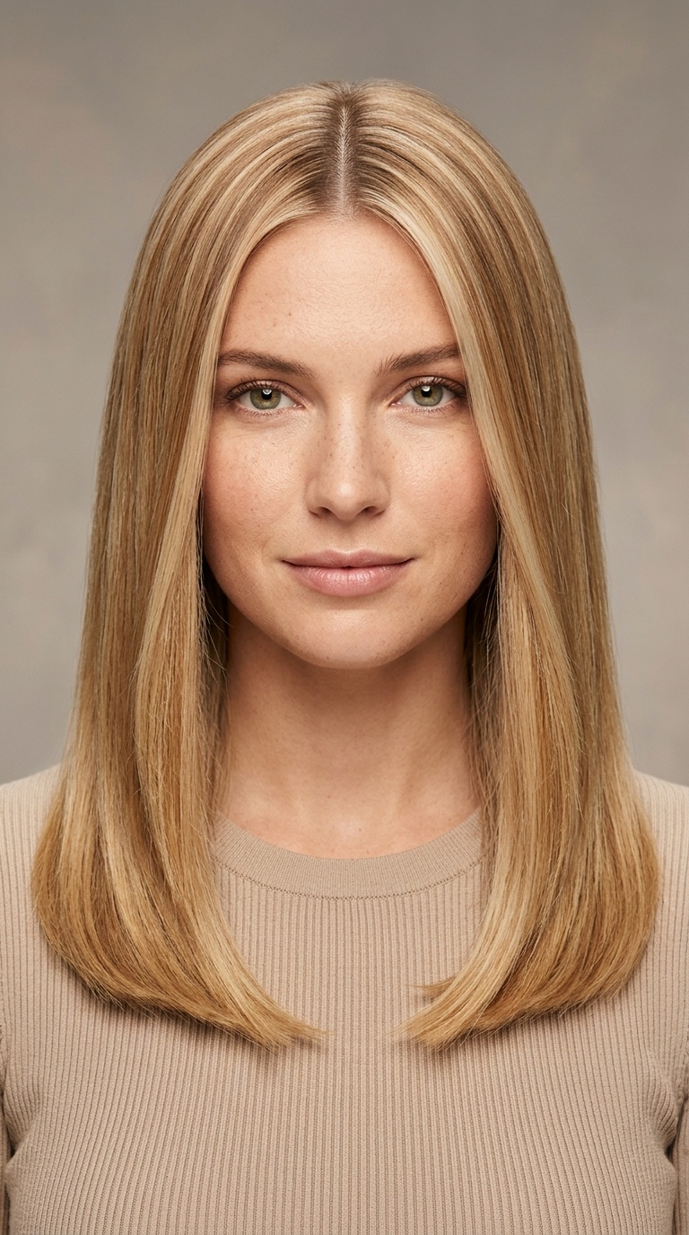 Sleek Middle Part